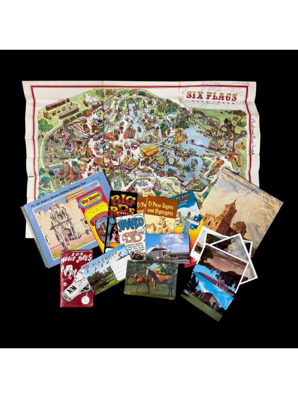 Vintage Texas Travel Memorabilia 1980s Six Flags Map Booklets Guides Souvenirs